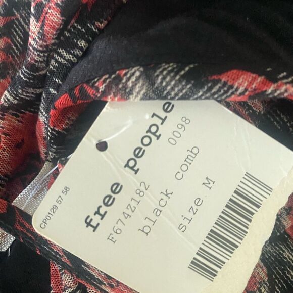 NWT Free People Peacemaker Red/Black Midi Dress. Size Medium - Picture 9 of 9